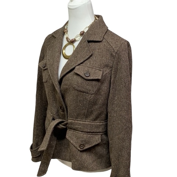 Anthro Allegory Tweed Wool Brown Jacket - Picture 3 of 7